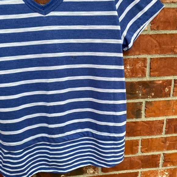 NWT Lane Bryant Womens 18/20 Keyhole Cutout Blue Stripe Vneck Short Sleeve Top - Picture 3 of 10